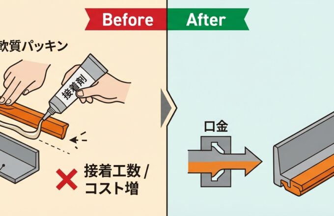 硬質部品と軟質パッキンの一体成形で接着工程を完全廃止｜押出成形.com｜プラスチック押出成形の試作・量産・二次加工