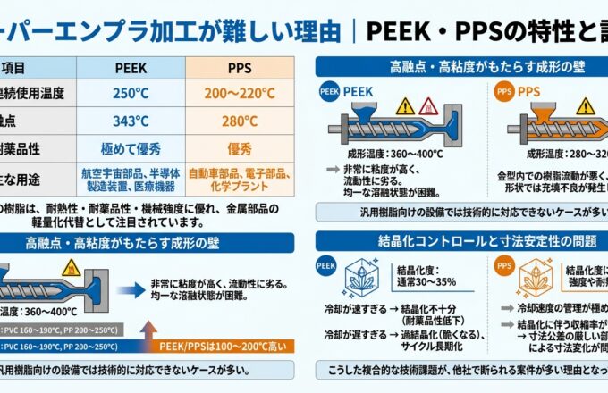 【 必見 】PEEK ・ PPS 押出成形の悩みを解決する確実な3つのアプローチ｜押出成形.com｜プラスチック押出成形の試作・量産・二次加工