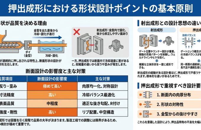 押出成形の形状設計のコツ：反りにくい断面設計｜押出成形.com｜プラスチック押出成形の試作・量産・二次加工