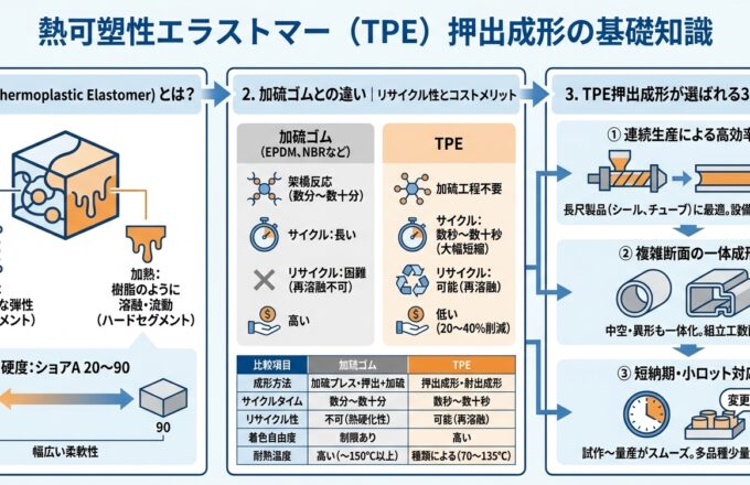 TPE押出成形とは？特性と設計ポイント｜押出成形.com｜プラスチック押出成形の試作・量産・二次加工