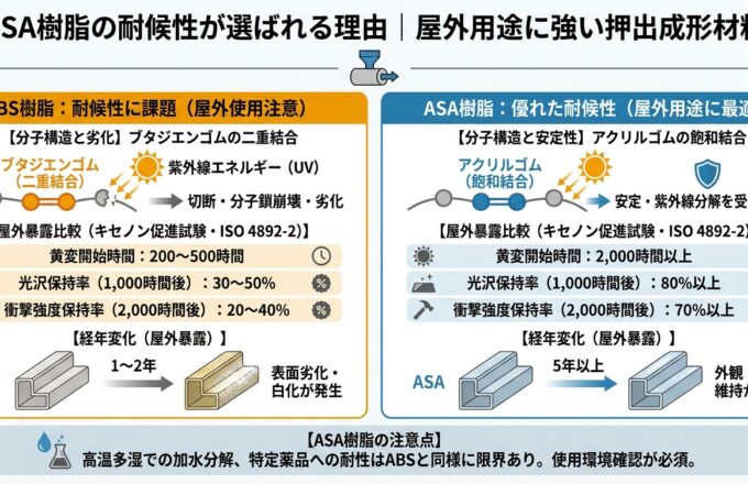 ABS・ASA押出成形とは？耐衝撃・耐候性材料の特性と使い分け｜押出成形.com｜プラスチック押出成形の試作・量産・二次加工