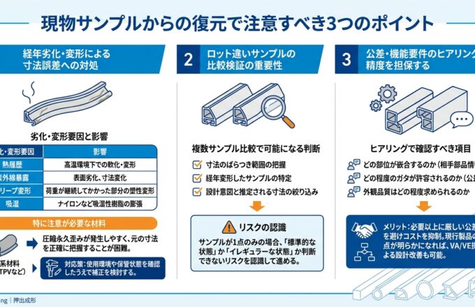 図面なし継続生産の進め方｜現物から復元｜押出成形.com｜プラスチック押出成形の試作・量産・二次加工