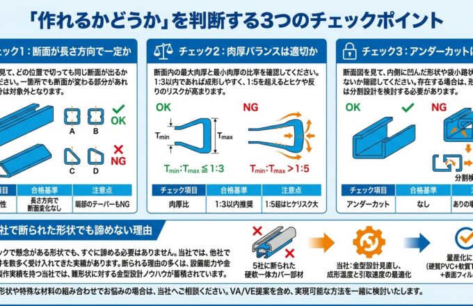 押出成形できる形状とは？OK・NG事例集｜押出成形.com｜プラスチック押出成形の試作・量産・二次加工